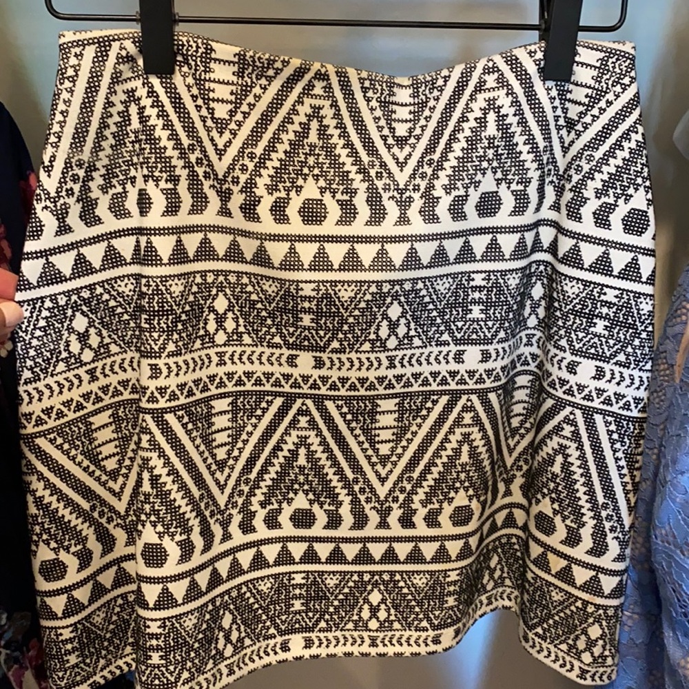 Black and White Geometric Mini Skirt